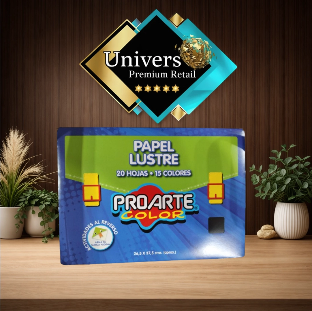Papel_lustre_1 Pack x10 Papel Lustre Proarte Color – 20 Hojas + 15 Colores (26,5 x 37,5 cm) - Imagen 1