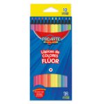 Lápices de Colores Flúor Proarte Color – 12 Unidades (6 Colores) Mina 3 mm