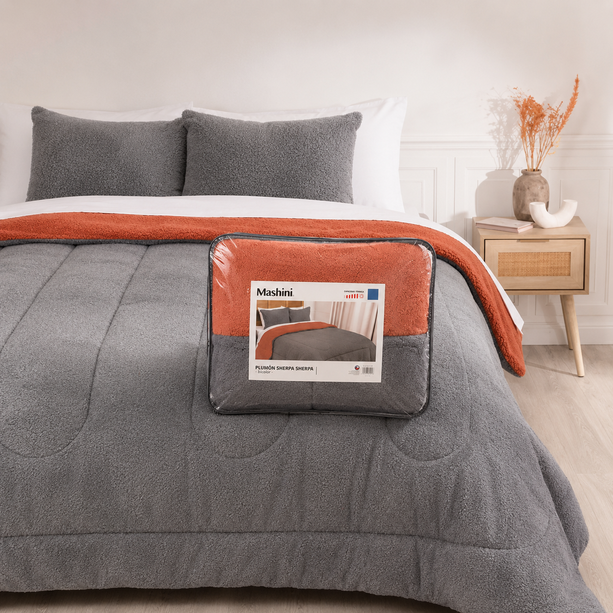 Sherpa sherpa gris naranjo web Plumon Sherpa Sherpa 2.0PZA. Mashini - Imagen 1