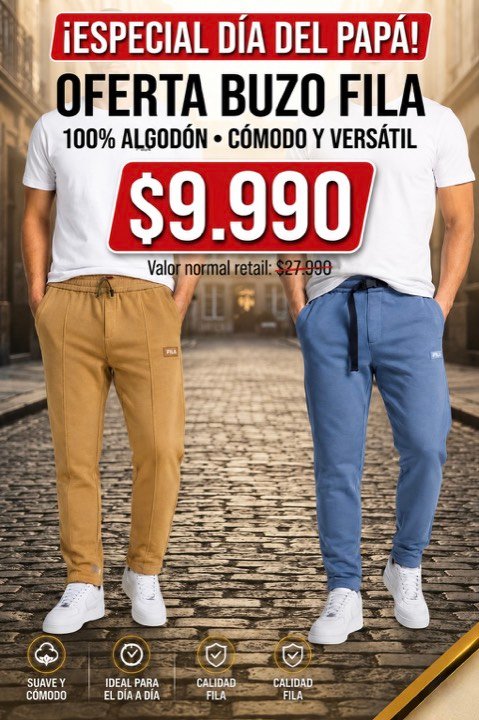 Especial Dia del Papa: oferta buzo Fila 100% algodon a $9.990