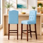 Banqueta Beckridge con Respaldo Tapizado Capitone Blue Aloe - Stylewell
