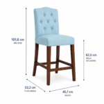 Banqueta Beckridge con Respaldo Tapizado Capitone Blue Aloe - Stylewell - Imagen 2