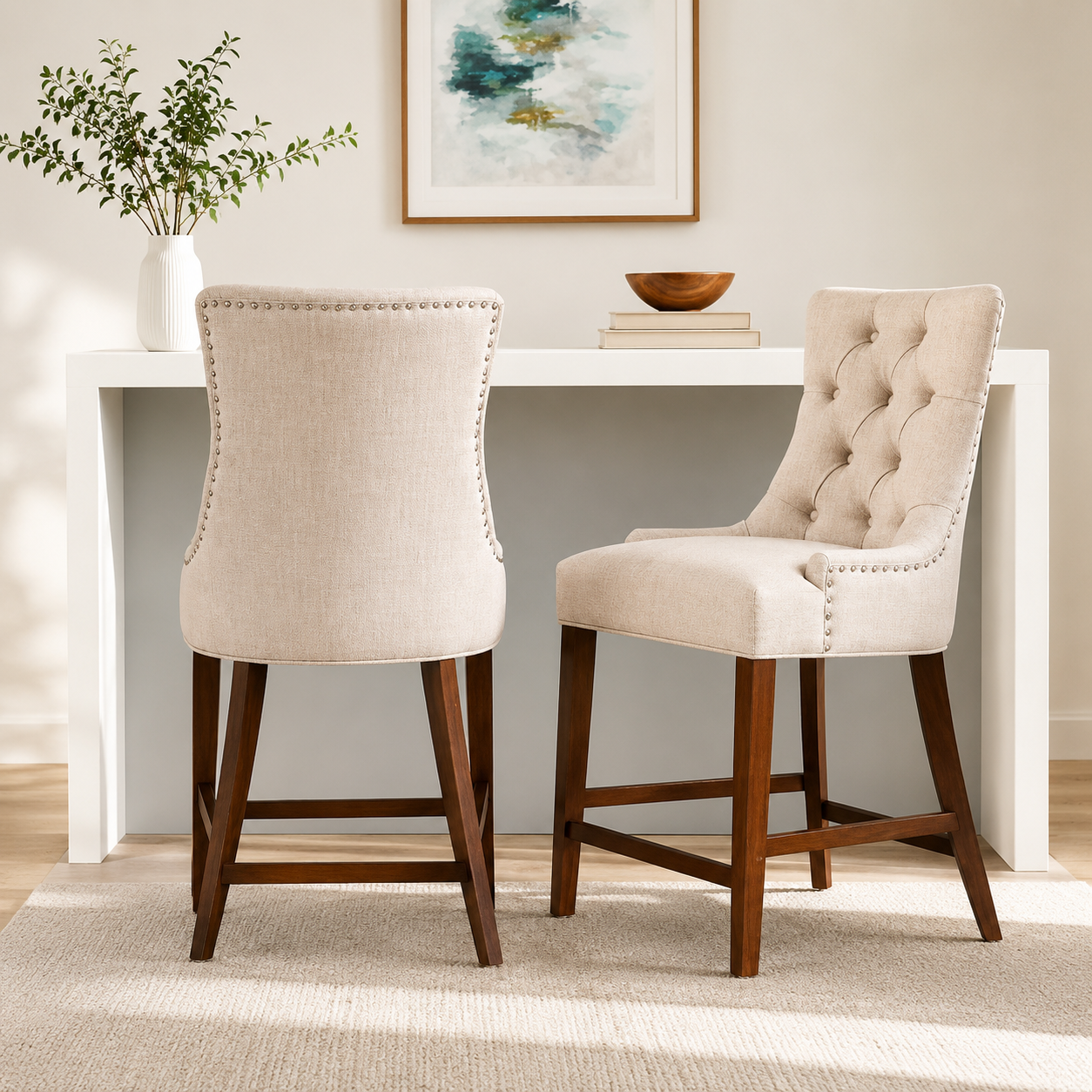 TABURETE-STYLEWELL-BAKERFORD-2 Banqueta Bakerford Beige Tapizada – StyleWell - Imagen 1