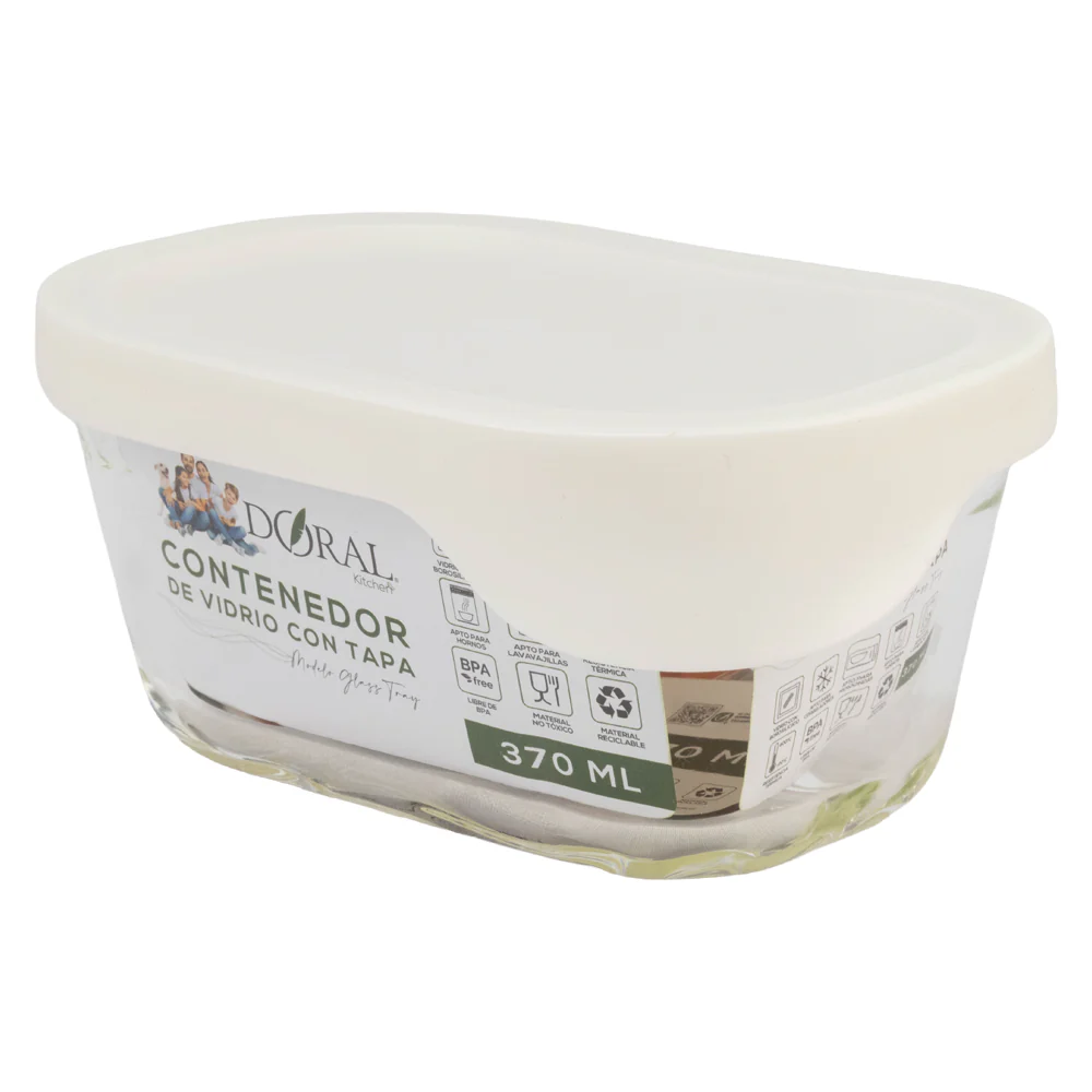 contenedor 370 ml CONTENEDOR VIDRIO GLASS TRAY RECT. 370 ML - DORAL - Imagen 1