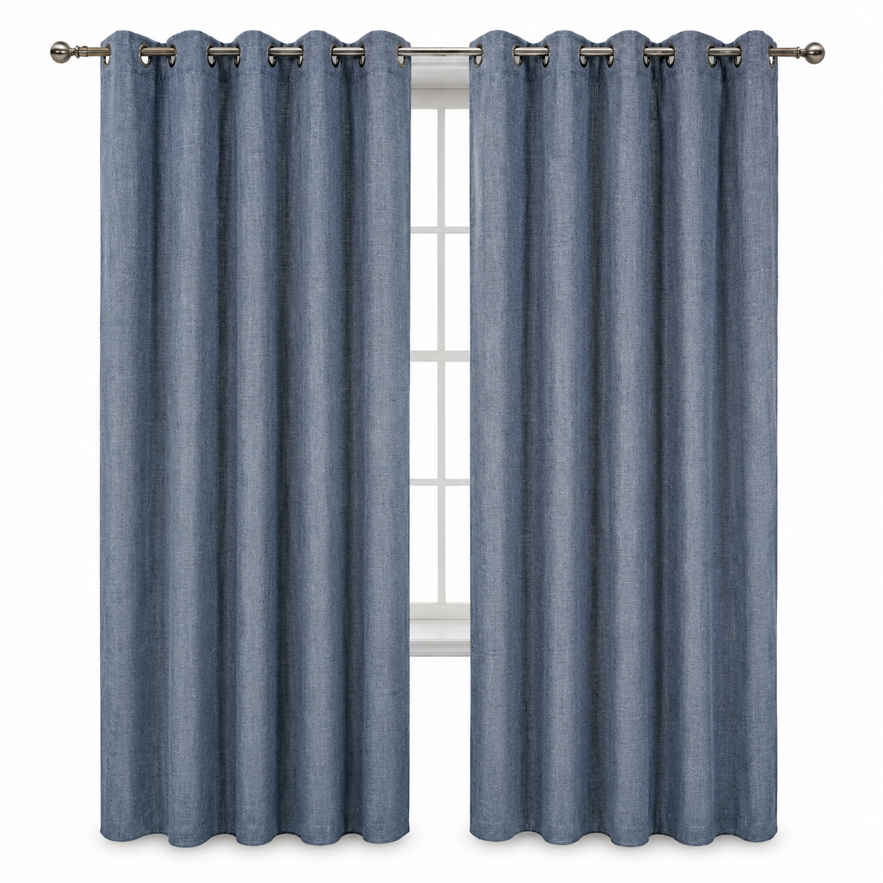 cortinas-lino-azul SET 2 CORTINAS LINEN LOOK 140x220 cm - CHANTILLY® - Imagen 1