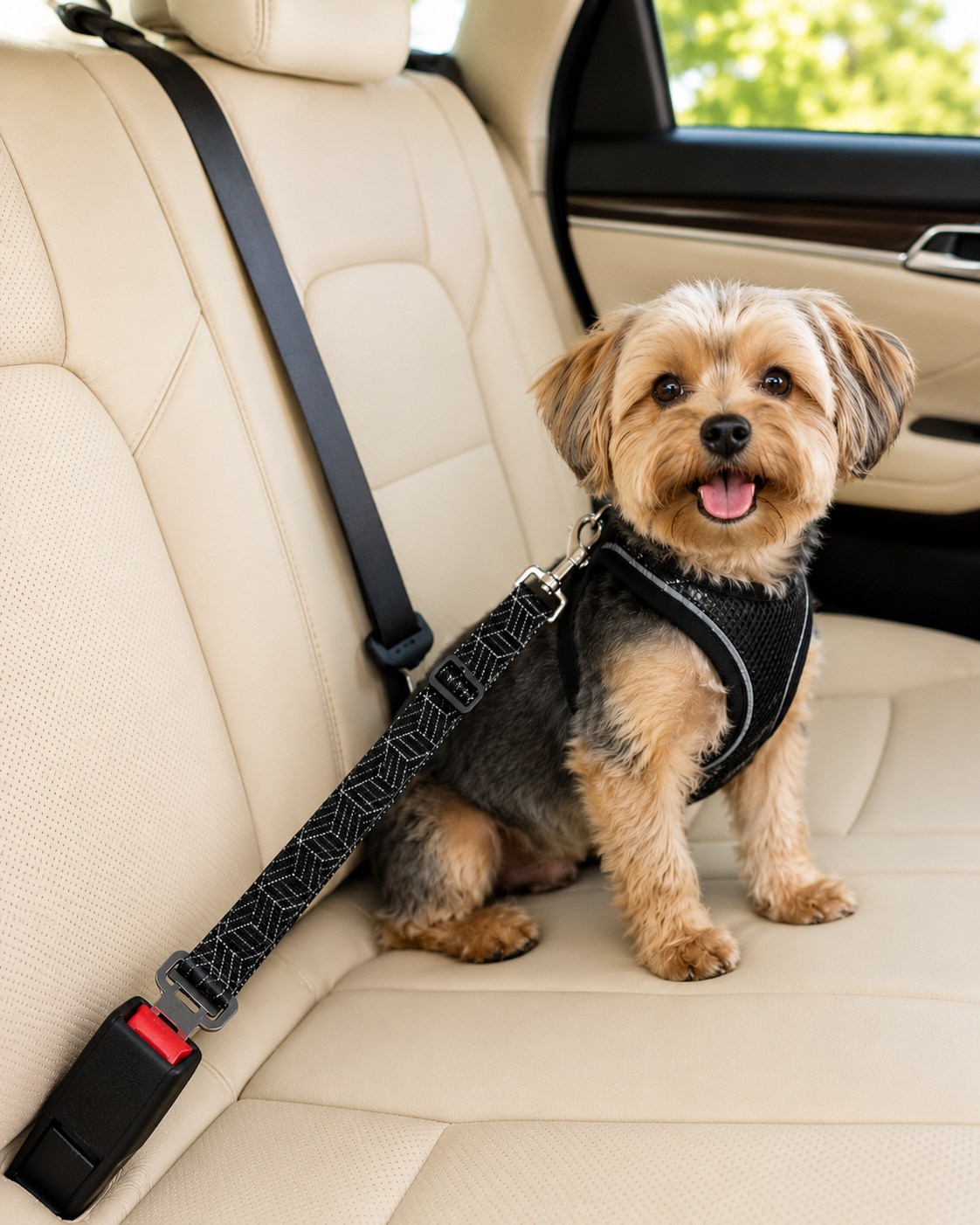 perro con correa 2 CINTURÓN DE AUTO PARA PERRO - KIBOO - Imagen 1