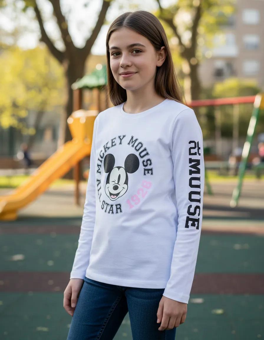 polera minnie niña blanca POLERA MICKEY MOUSE MANGA LARGA DISNEY® - Imagen 1