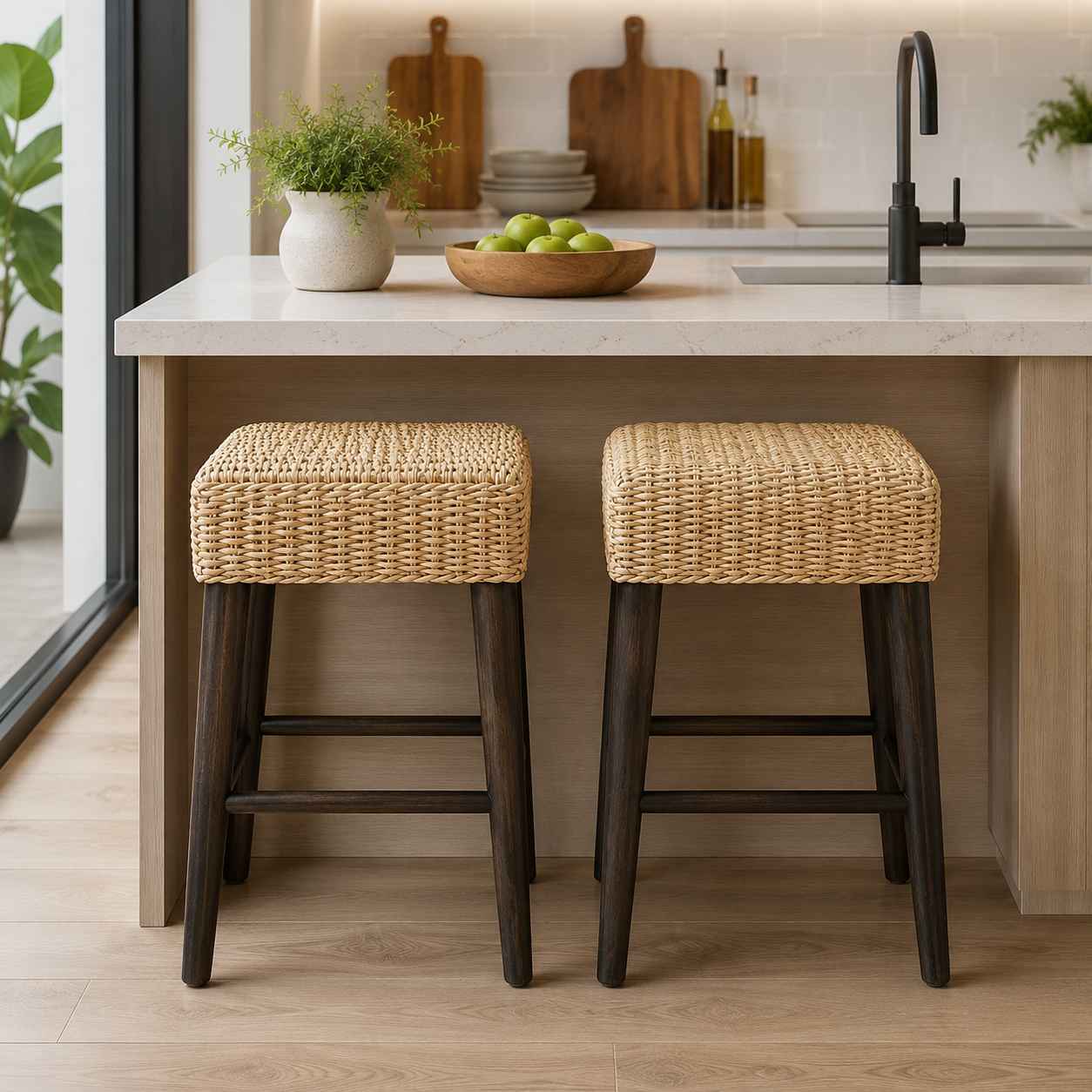 taburete-marron Taburete Fairgate sin Respaldo Patas de Madera Color Nogal - Stylewell - Imagen 1
