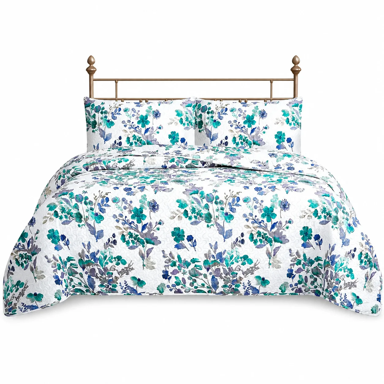 calipso flowers Cubrecama Quilt Reversible Estampado Floreado de 2 Plazas - Mashini® - Imagen 1