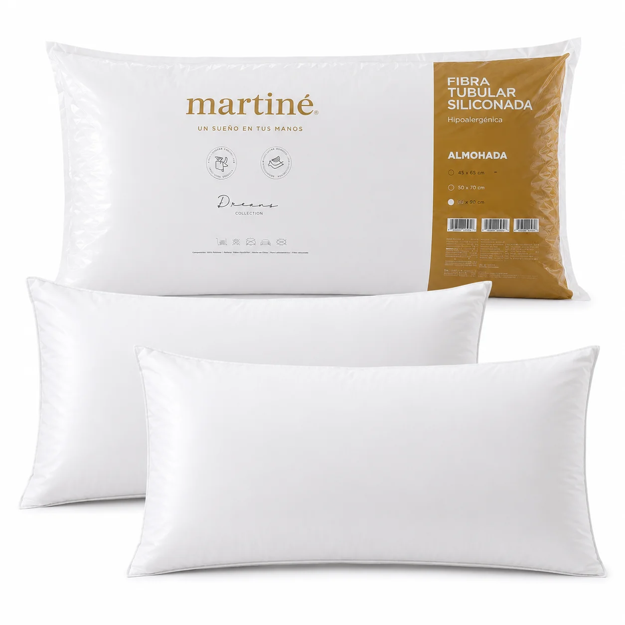 image Pack 2 Almohada Estandar Blanca 50x90cm -Martiné - Imagen 1