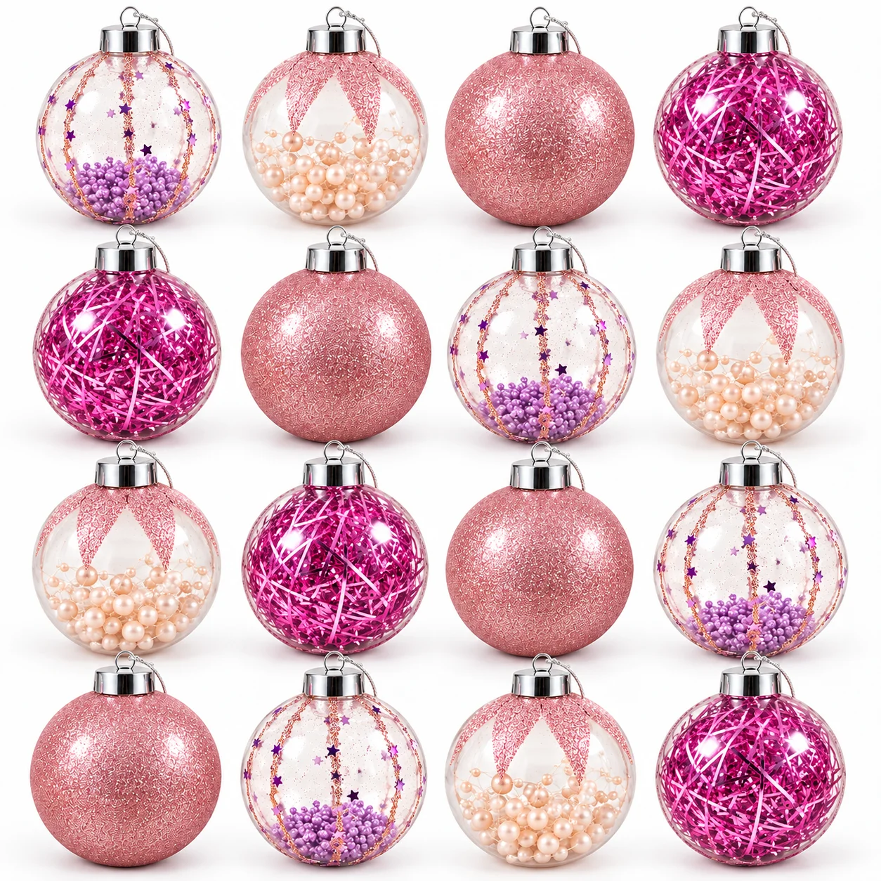 SET 16 ESFERAS ROSA Set 16 Pcs Esferas Navideñas 9cm Rosada - Imagen 1
